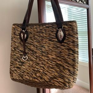 Brighton Straw & Leather Shoulder Bag